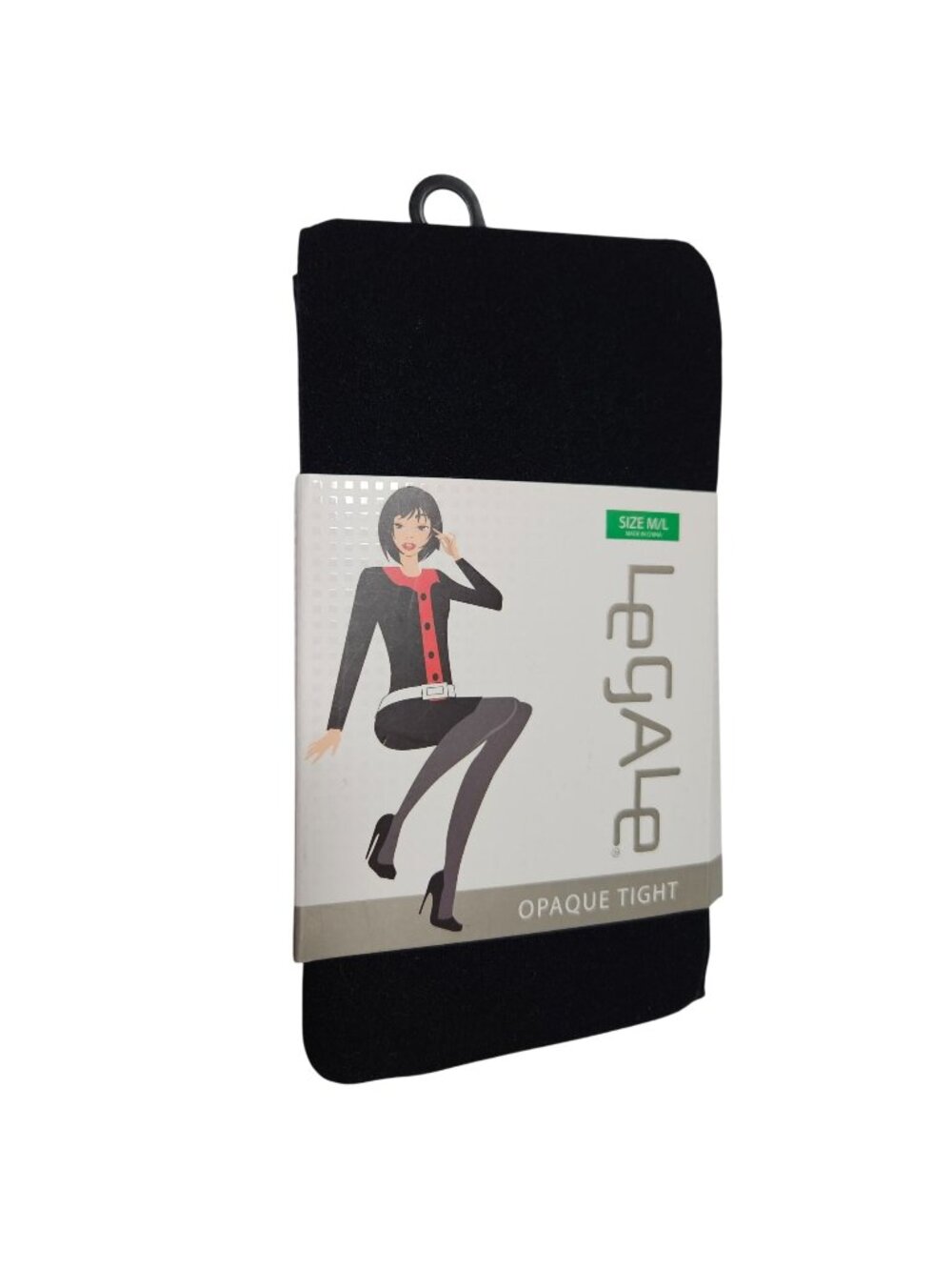 Legale Black Opaque Tights Womens Size M L Fashion Stockings 5'4-5'11 130-175lbs